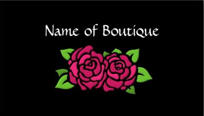Pink And Black Flower Boutique With Glass Stencil Roses Business Cards