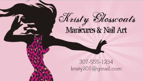 Pretty Woman Pink Leopard Print Dress Manicure Nail Artist Business Cards