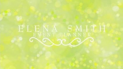 Modern Elegance Lime Sparkle Bokeh Event Planner Business Cards