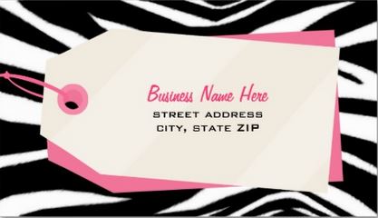 Zebra Print With Pink Chic Shopping Tag Retail Boutique Business Cards