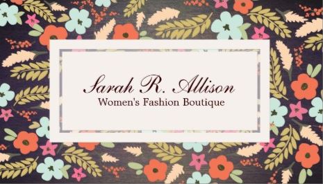 Country Calico Flowers Fashion Wood Grain Look Business Cards 