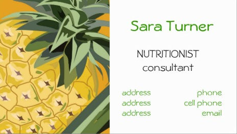 Fresh Pineapple Simple Dietitians and Nutritionists Business Cards