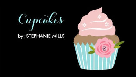 Girly Bakery Cute Blue Cupcake With Pink Flower Business Cards 