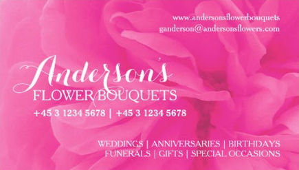 Romantic Pink Floral Photograph Wedding Florist Business Cards 