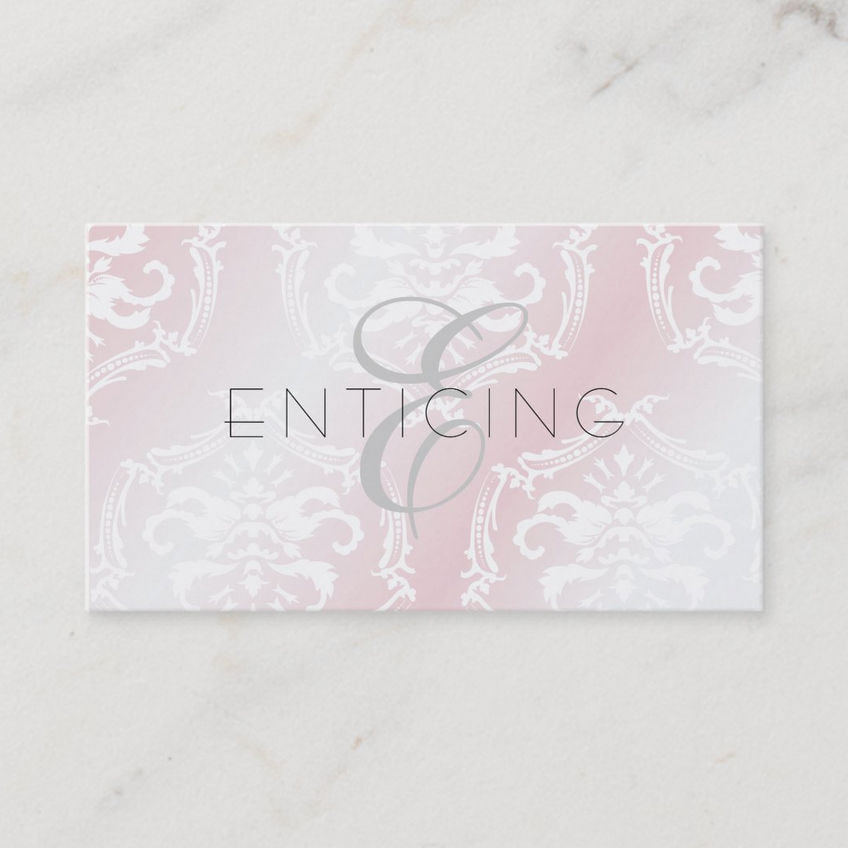 Enticingly Pink Soft Damask Romantic Monogram Business Cards