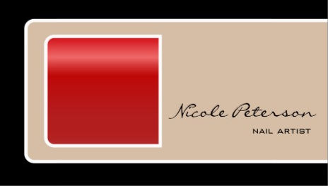 Sophisticated Red Square Stylish Minimal Modern Nail Artist Business Cards