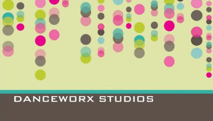Retro Trendy Pink and Aqua Disco Circle Dots Dance Studio Business Cards