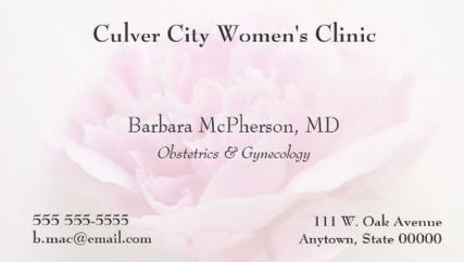 Ethereal Pink Peony Floral  Obstetrics and Gynecology Business Cards