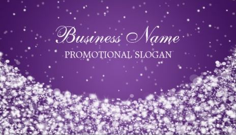 Glamorous Snowflake Star Sparkle Purple and White Business Cards