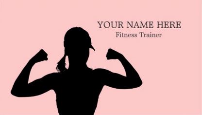 Light Pink With Black Silhouette Fitness Instructor Business Cards