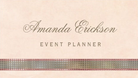 Chic Soft Peach and Pink Faux Sequin Shimmer Event Planner Business Cards