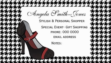 Cute Houndstooth High Heeled Shoe Personal Shopper Business Cards