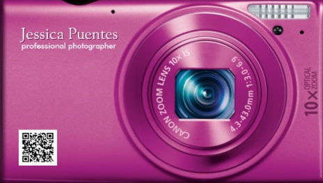 Cute Hot Pink Compact Camera Professional Photographer Business Cards