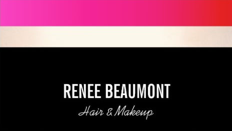 Bold Modern Hot Pink and Black Striped Hair and Makeup Business Cards