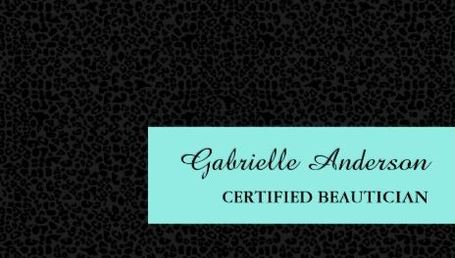 Elegant Black Leopard Print Certified Beautician Business Cards