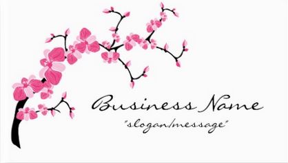 Stylish Pink and White Cherry Blossom Tree Branch Business Cards