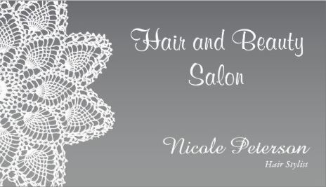 White Lace on Silver Gray Hair and Beauty Salon Business Cards