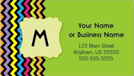 Craft Style Monogram With Rainbow Colors Template Chevrons Business Cards
