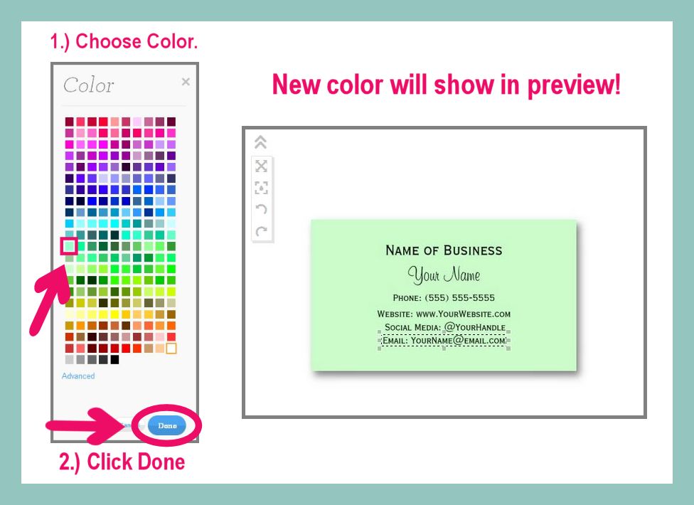 How to change background colors on Zazzle Business Cards in 3 Easy Steps - Tutorial by Girly Business Cards http://www.girlybusinesscards.com/3/post/2013/09/change-background-colors-on-zazzle-business-cards-in-3-easy-steps.html
