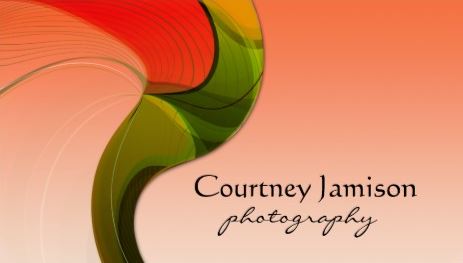 Abstract Shutter Swirl Peach and Green Photography Business Cards