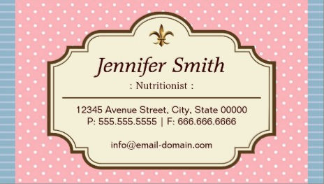 Girly Vintage Stripes Dietitian Nutritionist Cute Pink Polka Dots Business Cards