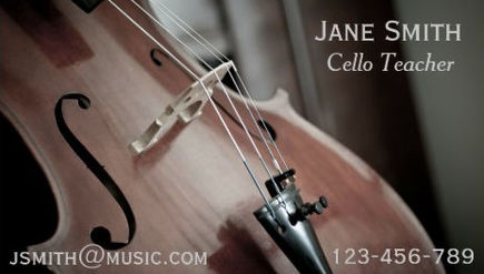 Beautiful Stringed Instrument Photo Cello Teacher Business Cards