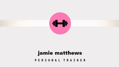 Glam Silver and Pink Personal Trainer Cute Dumbbell Fitness Business Cards