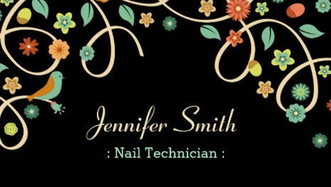 Girly Nail Technician Elegant and Whimsical Swirl Floral Business Cards
