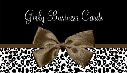 Fall Fashion Leopard Print And Carafe Brown Ribbon Business Card