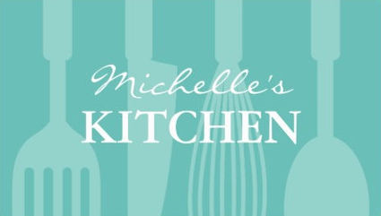 Simple Aqua Teal Kitchen Utensils Custom Color Cooking Business Cards