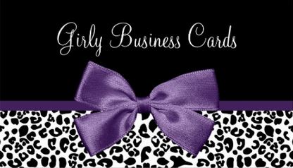 Fall Fashion Leopard Print With Acai Purple Ribbon Business Card
