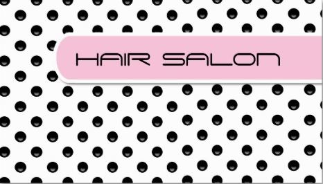 Girly Pink and Black Polka Dots Hair Salon Template Business Cards 