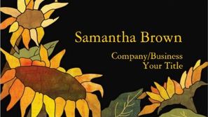 Fashionable Black and Yellow Floral With Sunflowers Art Business Cards 