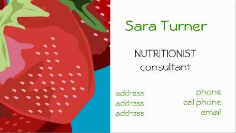 Cute Red Strawberries Simple Dietitians and Nutritionists Business Cards