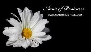 Elegant Floral Beautiful White Daisy on Black Background Business Cards