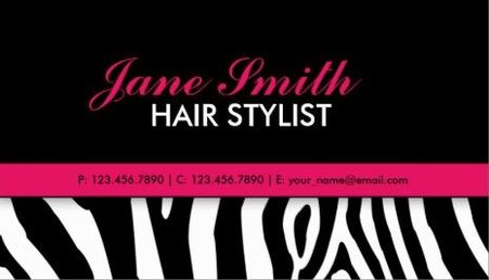 Modern Elegant Zebra Print Professional Hair Stylist Business Cards