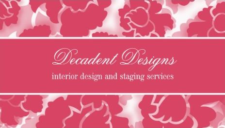 Pink Grunge Floral Decadence Interior Design and Staging Services Business Cards 
