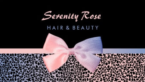 Chic Pink and Periwinkle Blue Leopard Print With Ombre Bow Business Cards