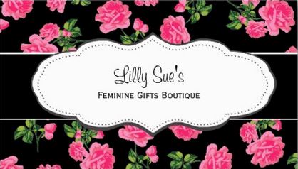 Girly Black and Pink Roses Flowery Floral Scalloped Frame Business Cards