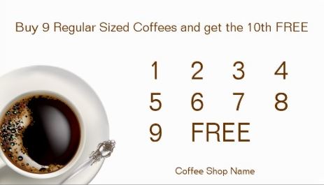 White Cup Coffee Shop Customer Loyalty Drink Punch Card Business Cards