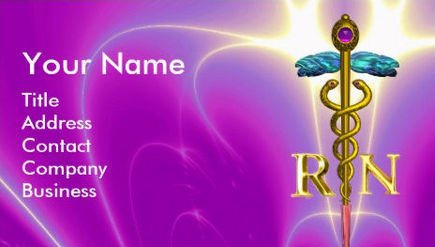 Purple and Gold Caduceus Registered Nurse Symbol Nursing Business Cards