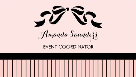 Event Planner Chic Parisian Pink Pinstripes Bow Business Cards