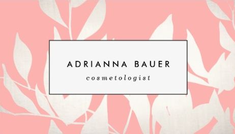 Stylish Cosmetologist Blush Pink Leaves Pattern Beauty Spa Standard Business Cards