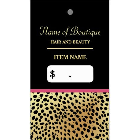 Pink Gold Cheetah Print Beauty Boutique Hang Tags Business Cards
