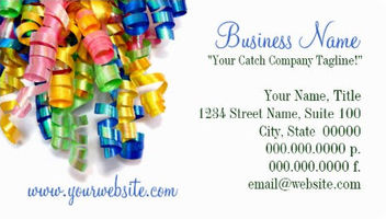 Fun and Colorful Rainbow Curled Party Ribbons Business Cards