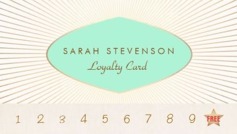 Vintage Turquoise and Gold Loyalty Punch Card Business Cards 