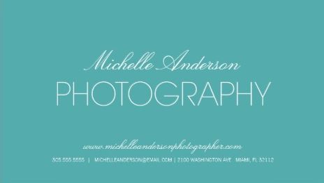 Sleek Teal Photographer Photography Add Photo on Back Business Cards 
