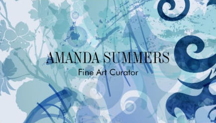 Artistic Blue Grunge Swirl Splatter Fine Art Curator Business Cards