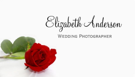 ﻿Elegant Single Red Rose Wedding Photographer Business Cards