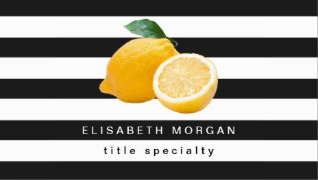Modern Yellow Lemons Classic Black and White Stripes Health Business Cards